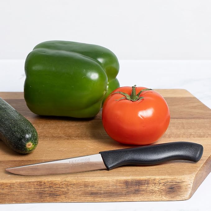 Paring Knife, 6-Piece Set, Knives with Straight Edge 4 Inch Blade, Stainless Steel, Spear Point, Fruit and Vegetable Cutting and Peeling, Black (Black, Straigt)
