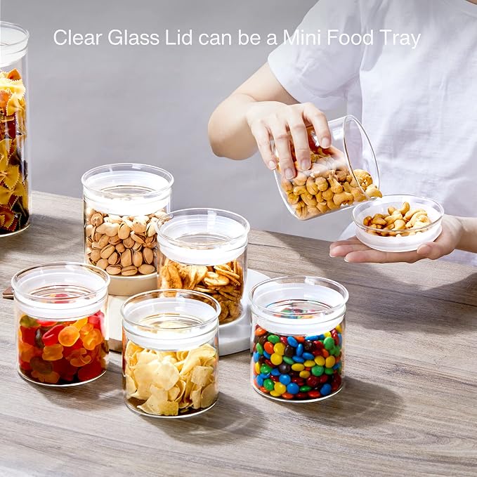 ZENS 17oz Glass Jars with Airtight Lid, Set of 4 Small Glass Storage Jars | Borosilicate Glass Canisters Set with Lids, Small Storge Containers for Kitchen Spice, Sugar, Blooming Tea,