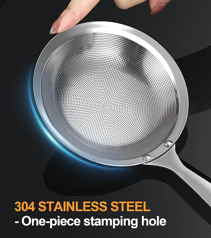 Ugotit Skimmer Spoon Stainless Steel, Fine Mesh Strainer for Cooking, Fat Skimmer & Hot Pot Skimmer, Dishwasher Safe Kitchen Gadget (DIA 3.5Inch)