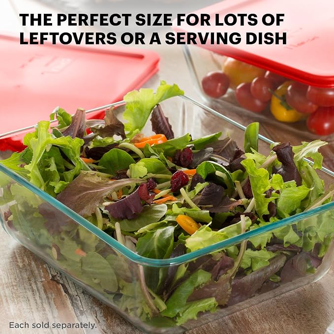 Pyrex Simply Store 11 Cup Glass Food Storage Container, BPA-Free Lid | Meal prep container with BPA-free plastic lid, freezer, dishwasher & microwave safe