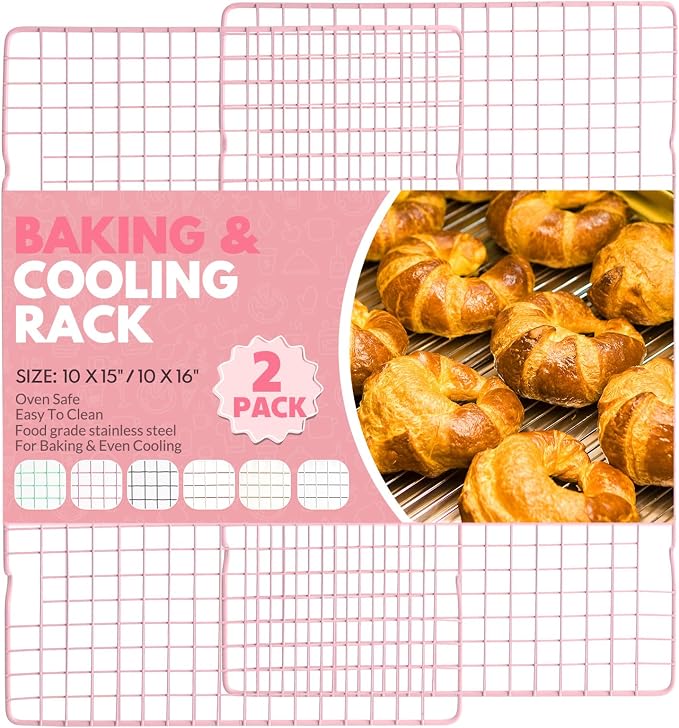 2 PCS Cooling Racks for Cooking and Baking, 16x10 Inches Stainless Steel Cooling Rack, Sheet Pan with Wire Rack for Baking Sheet, Bacon Rack Oven Safe Fits Jelly Roll Sheet Pan