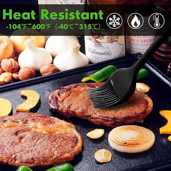 HOTEC Heat Resistant Silicone Basting Pastry Brushes BPA Free, Dishwasher safe, Easy to clean