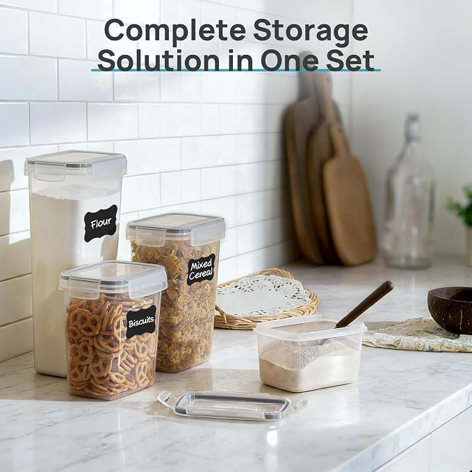 Vtopmart Airtight Food Storage Containers with Lids, 24 pcs, Gray | Airtight Seal, Multiple Sizes, BPA Free, Food Grade Material, Dishwasher Safe (Not Lids), Includes 24 Labels