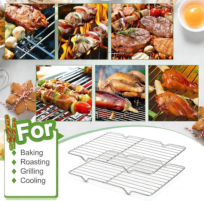 2 Pack Stainless Steel for Baking Sheet, Cooling Rack 11.8” 8.07” Baking Rack,Cooling Rack with Legs，Cooling Racks for Baking for Cooking and Baking,Oven Pan, Oven & Dishwasher Safe