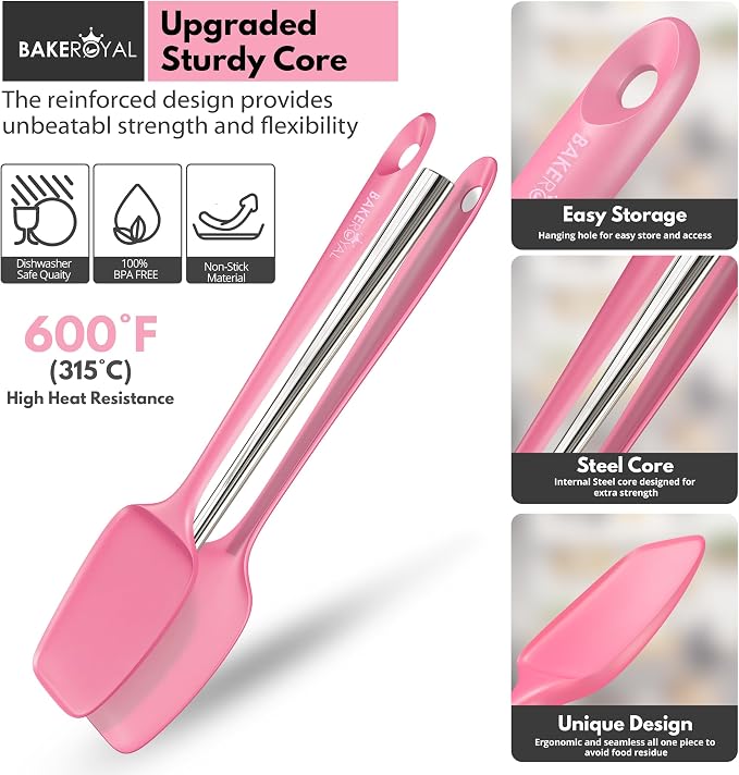 BakeRoyal Silicone Spatulas Set - Pink