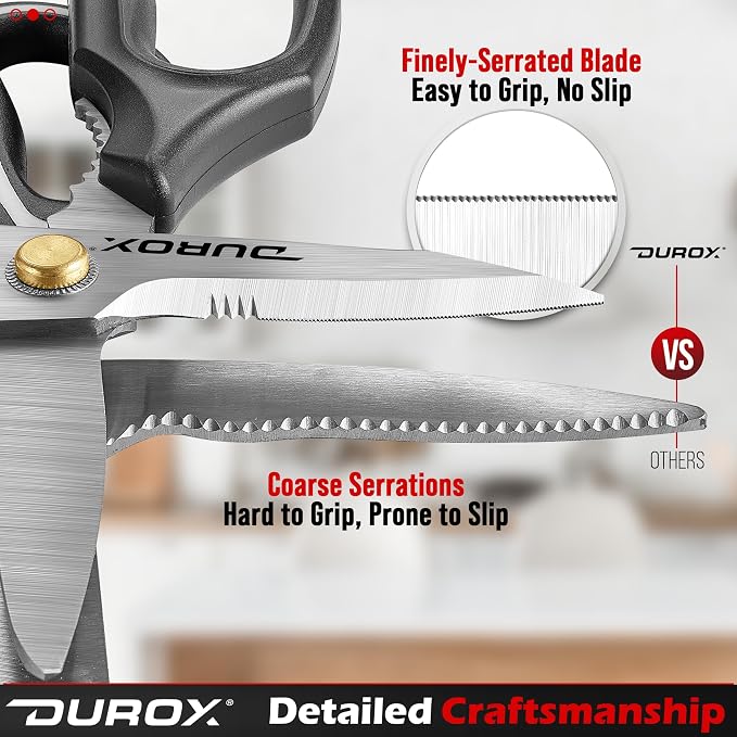 Heavy Duty Scissors, Multipurpose Utility Scissors. Built to Cut Leather, Cardboard, Carpet, Plastic and Rope. All Purpose Heavy Duty Kitchen Scissors to Cut Meat, Poultry and Chicken Bones