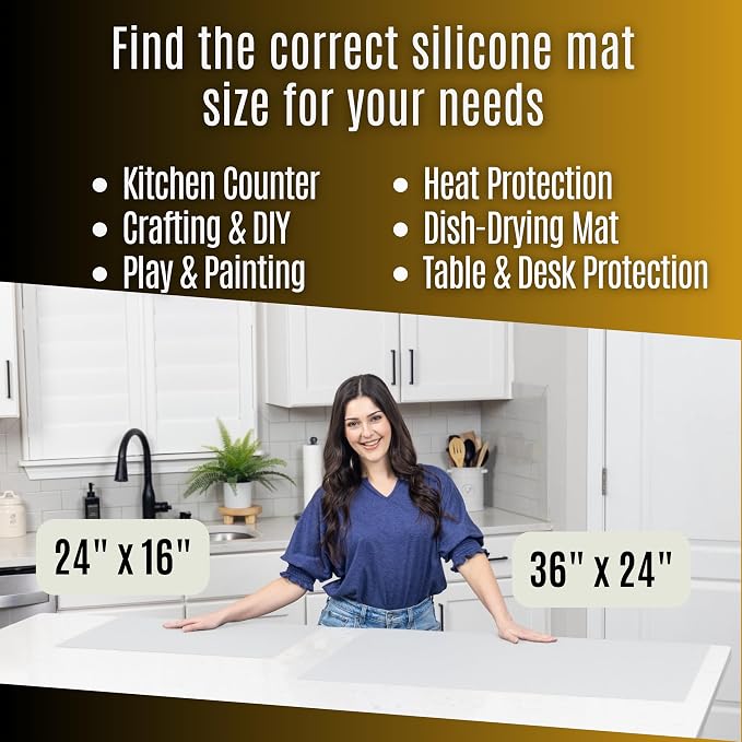 Extra Large Silicone Mats for Crafts with "Edge Protection" – Silicone Table Mat – Multipurpose Heat Resistant Silicone Mat – No Folds or Wrinkles – 1.5mm Thick, 36"x24", Translucent