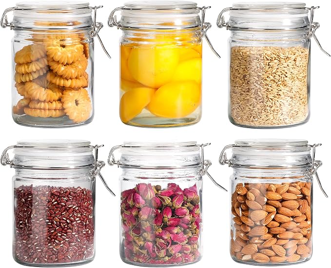 ComSaf 25 oz Glass Jars with Airtight Lids 6 Pack Pantry Coffee Canisters | Meal prep salads, Overnight oats, Preserving canning, Sourdough pickling, Pantry organization, Pickling fermenting, Snacks