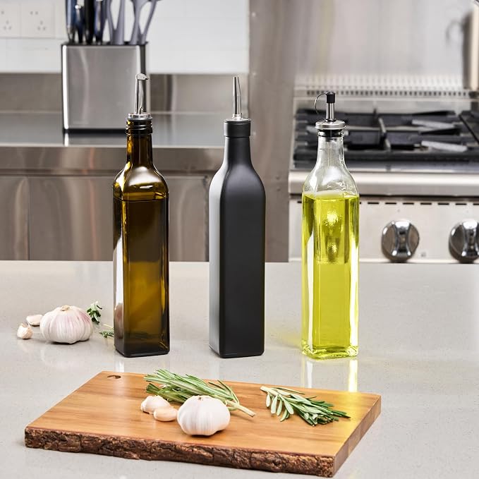 Restaurantware-Chef 101 16.9 Ounce Olive Oil Dispenser, 1 Kitchen Oil Dispenser Bottle - With Stopper Spout, Non-Leaking, Clear Glass Pourer, For Cooking Or Salad Dressings