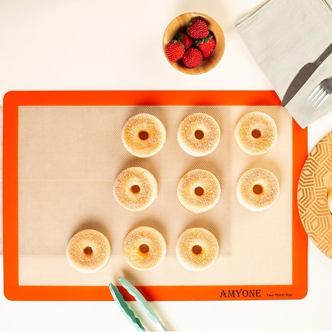 AMYONE Silicone Baking Mat for 2/3 Size Sheet Pan, Platinum, 15x21" Big | Food Grade Silicone for Cookies/Pastries/Chicken/Vegetables; Fits Two-thirds Baking Pans; Nonstick, Easy Clean, Reusable