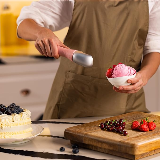 Zyliss Ice Cream Scoop - Stainless Steel Ice Cream Scoop - Dishwasher-Safe Scooper with Eco-Friendly Handle - Pink
