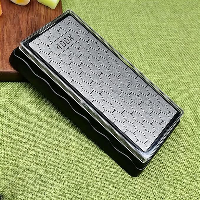 Double-Sided Electroplated Honeycomb Sharpening Stone, 400#/1200# Grit, 6.10in*2.56in, Premium Diamond Whetstone for Kitchen Knives, Hunting Knives & Tools, Wet Dry Use, Professional Blade Sharpener
