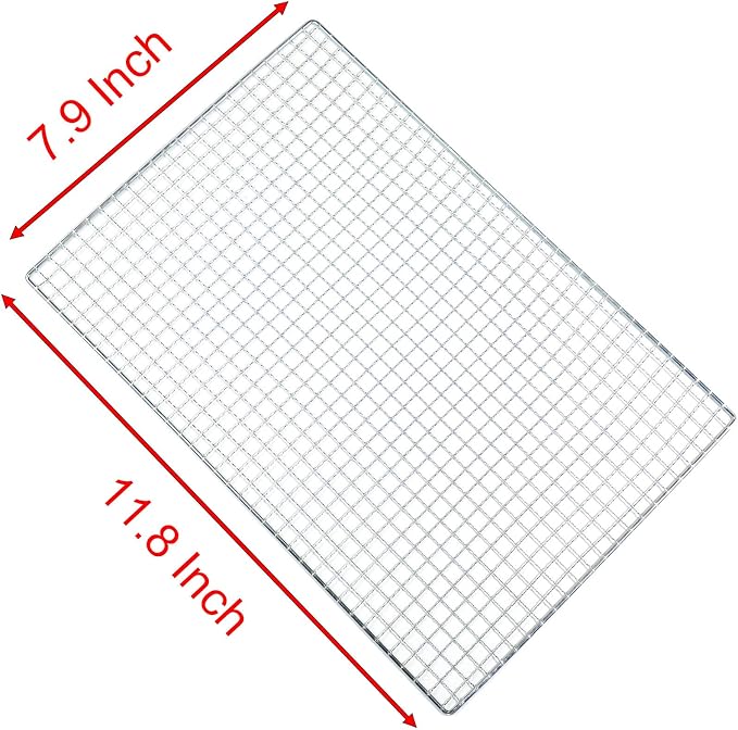 Roasting Racks, 2 Pcs 11.8 Inch x 7.9 Inch Stainless Steel Grill Racks Grid Net for Baking and Cooling of Barbeque in Oven, Party, Dinning and Outdoors (2, 15.7 inch x 9.8 inch)