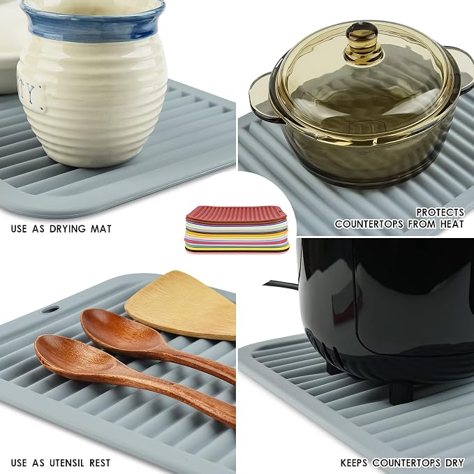 Silicone Trivet for Hot Dishes Pots and Pans, Hot Pad for Kitchen, Non Slip Silicone Pot Holder Trivet Mat, Waterproof Heat Resistant Mats for Counter, Flexible Hot Pads Mat Green