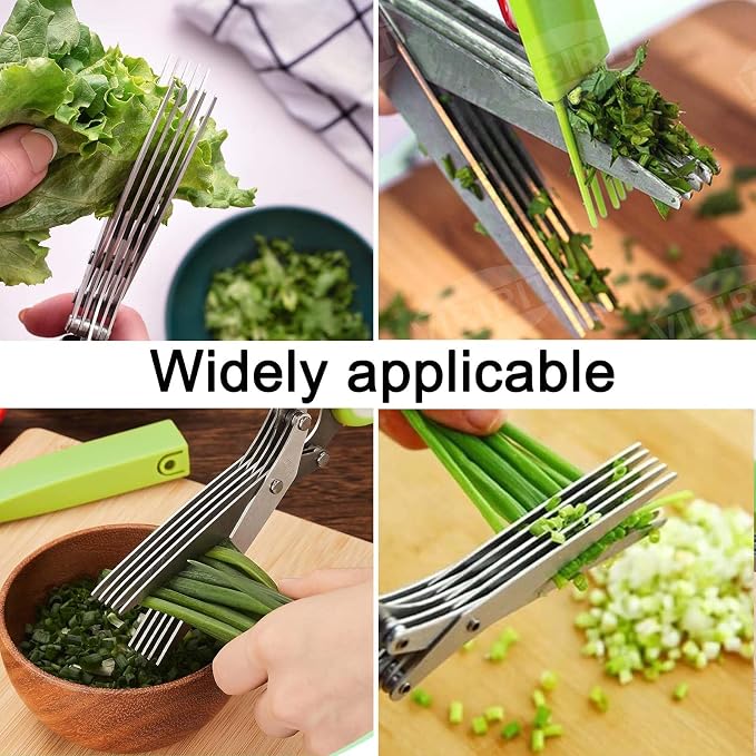 Garlic Press Stainless Steel, 2 in 1 Garlic Mincer & Herb Scissors, Dishwasher Safe Garlic Crusher, Rust Proof Garlic Smasher and Mincer Tool with Peeler and Brush for Kitchen