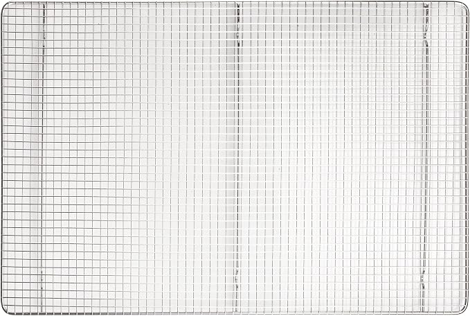 Winco Full Size Full-size Stainless Steel Sheet Pan Grate | Elevated feet, Heavy-duty, Great for Storage, Organization and Prep Stations