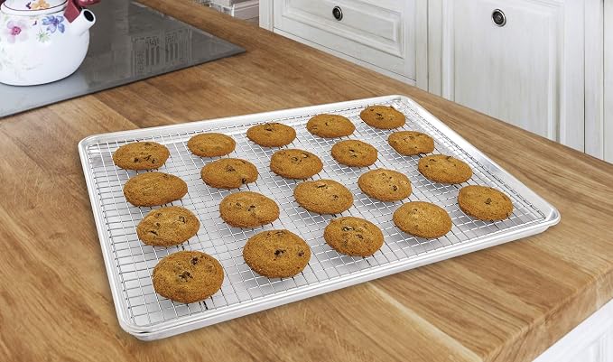 Mrs. Anderson's Baking Professional Cooling Rack, Heavy Duty Steel, Fits Two-Thirds Sheet Pans, 21 x 14.5 x 0.75-Inches