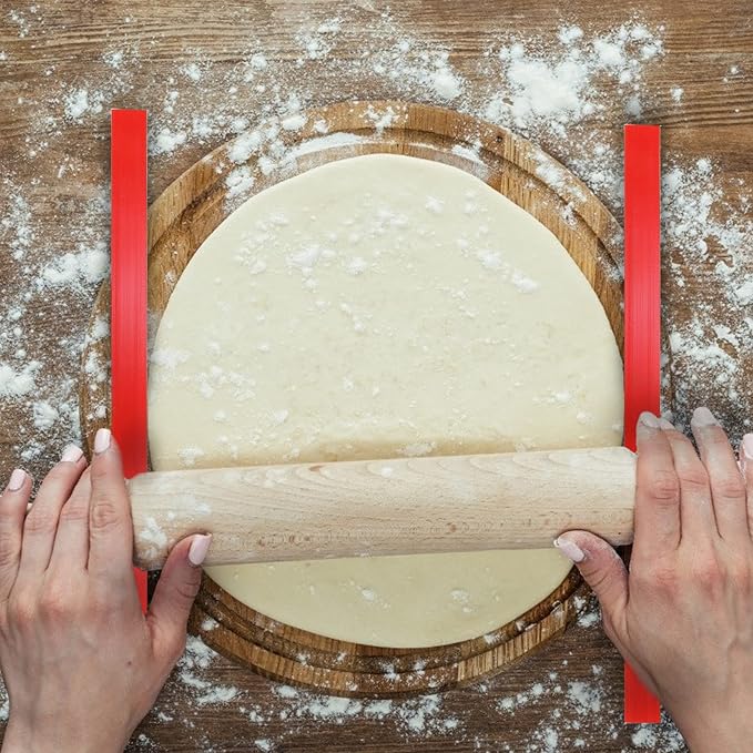 Dough Thickness Guides, 15in 3-Thick Measuring Dough Strips Rolling Pin Guides Non Stick Silicone Baking Pastry Rulers Thickness Strips for Noodles Fondant Biscuits Pies Baking