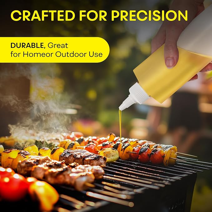 BRIGHTFROM Condiment Squeeze Bottles, 16 OZ Empty Squirt Bottle with Twist Top Cap, Leak Proof - Great for Ketchup, Mustard, Syrup, Sauces, Dressing, Oil, Arts and Crafts, BPA FREE Plastic - 2 PACK