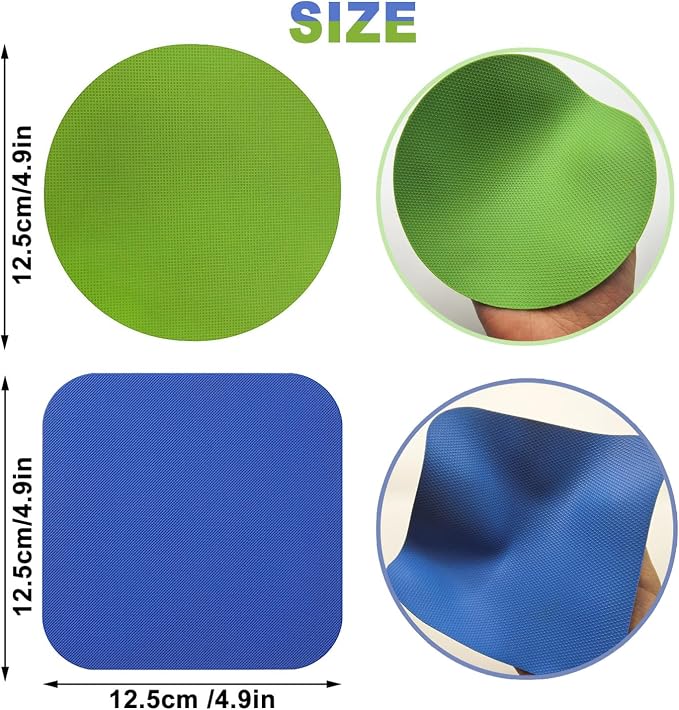 4 Pcs Rubber Jar Opener Gripper Pads Multi-function Bottle Openers | Non-Slip Silicone Jar Opener for Seniors, Arthritis, Weak Hands – Easy to Twist Off Small & Large Lids, Blue & Green Set