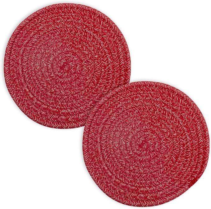 Trivets for Hot Dishes, Pots and Pans, 8 Inches Hot Pads 5 Pcs, Pot Holders for Kitchen, Heat Resistant Mat Protect Counter, Coasters Set Home Essentials Farmhouse Decor (Red)