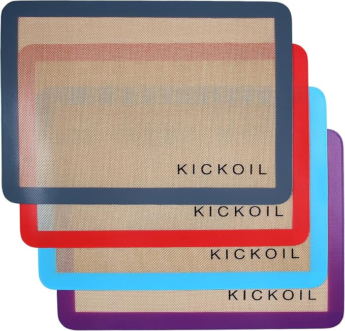 Silicone Baking Mats Set of 4, Non-Stick Reusable BPA-Free Oven Liners,100% Food-Grade Silicone Baking Sheets for Cookies, Macarons, Bread and Pastry,16.5'' x 11.6''(Half)
