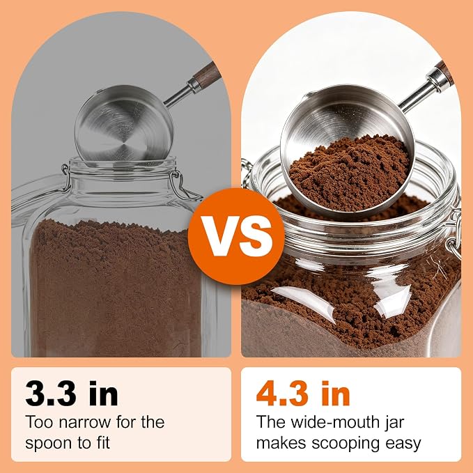2 Pack 1.1 Gallon Square Super Wide Mouth, Airtight Glass Storage Jars, with Measurement Marks, Leak-Proof Lids for Kitchen Pantry, Canning, Dry Food (Flour, Sugar) & Drinks