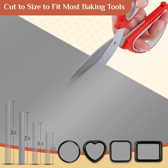 GTJ Silicone Baking Mat Roll, Reusable Baking Sheet Liners, 20 in x 6 ft | Free Cut to Size, Food-Grade, Non-Stick, Non-Slip, For Dough, Pastry, Air Fryer, Freeze Dryer, Oven Pan, Kitchen Counter