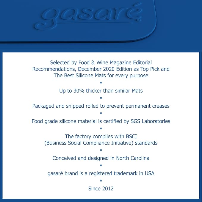 GASARÉ, Set of 2, Extra Large, Thick, Silicone Mats for Kitchen Counter, Heat Resistant Mats, Countertop Protector, Non-Slip, Easy to Clean, 25 x 17 Inches x 1.4mm, Blue