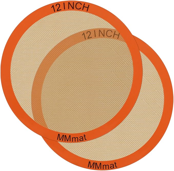 Best German Silicone Baking Mats - 12 inch | Set of 2 Round Non-Stick Reusable Air Fryer Linner, Non Slip, BPA Free, PFOA Free, Non-toxic, Dishwasher Safe