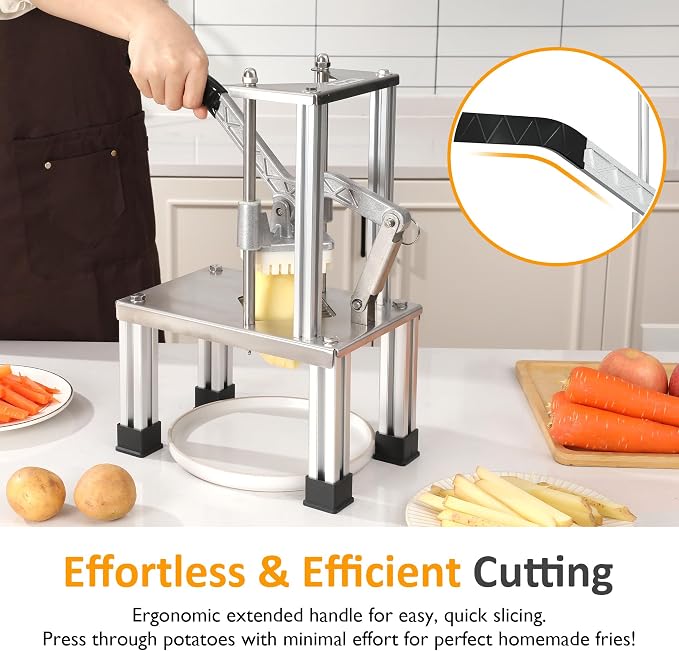 Sunvivi Commercial Slicing Machine, French Fry Cutter, Heavy Duty Potato Slicer with 2 Replaceable blades,1/2" and 3/8", Professional Fries Cutter for Potatoes, Carrots, Cucumber, Onion, Yam