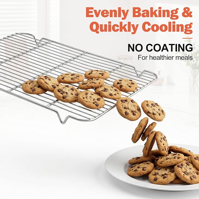 Homikit 2 Pack Cooling Racks, 18.9 * 12.6 Inch XL Stainless Steel Baking Rack for Cooking | X-Large Roasting Grilling Rack Set for Bacon Bread Cookie, Oven Wire Rack Fit Large Sheet Pan, Heavy Duty & Dishwasher Safe