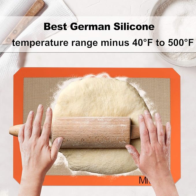 Silicone Baking Mat - Best German Silicone - Non Slip Silicone Baking Sheet, Non Stick Reusable Silicone Mats for Baking, Oven Liner, Counter Mat, 2 Half Sheets Mats + 1 Macaron Cookie Sheet