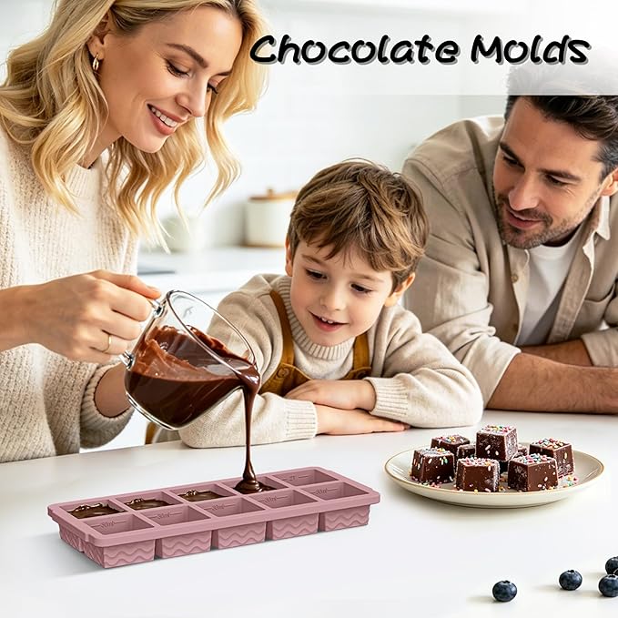 Doasuwish Ice Cube Trays with Lid, 3 Pack 10 Cubes 2 Tbsp. Silicone Ice Cube Trays for Freezer, Perfect for Freezing and Storing Ice Cubes, Chocolates, Sauces, Juices, Fruit Purees and More, BPA Free