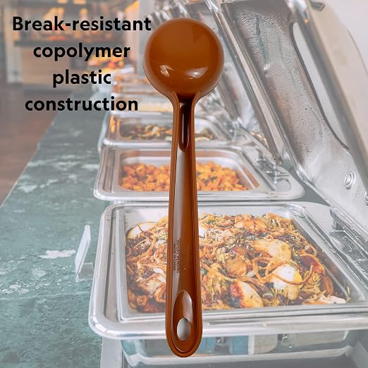 Rite-Size 3 oz. Solid Round Circle Server Portion Utensil, Copolymer Plastic Heat Resistant Professional Cooking Tool, Brown