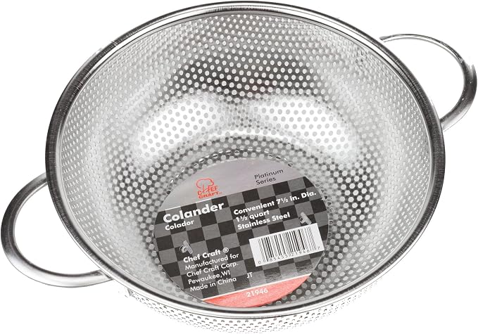 Chef Craft Select Microperforated Colander, 1.5 quart, Stainless Steel