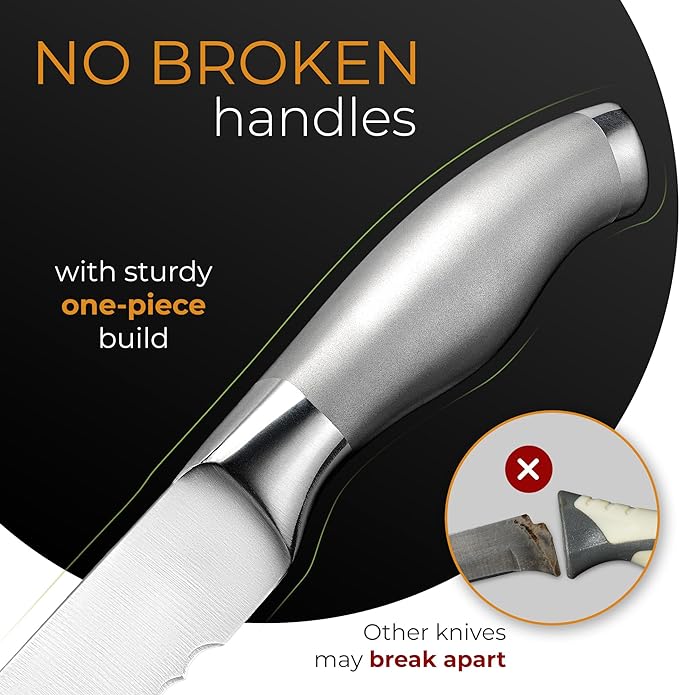 Orblue Serrated Bread Knife with Upgraded Stainless Steel Razor Sharp Wavy Edge - Bread Cutter Ideal for Slicing Homemade Bagels, Cake (8-Inch Blade with 5-Inch Handle)