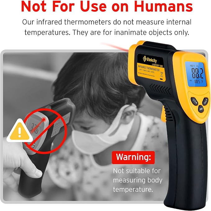 Etekcity Infrared Thermometer Laser Temperature Gun, -58°F to 1130°F | Adjustable Emissivity, MAX Display, Pizza Oven, BBQ, Meat, Candy, HVAC, Refrigerator, Non-Contact Temperature Measurement