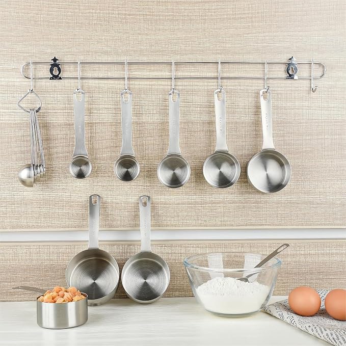 Measuring Cups set, 18/8 (304) Stainless Steel Measuring Cups for Kitchen & Baking, Heavy Duty Solid Measurement Cups, Us & Metric Measure Tools with 1/16, 1/8, 2/3 &3/4 Cups