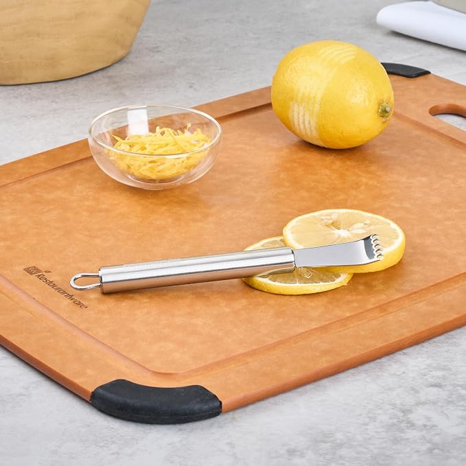 Restaurantware Stainless Steel Citrus Zester - German Standard Lemon Zester Bar Tool with Precision Blades, Dishwasher Safe - Fruit Zesting Peeler Tool for Cooking, Baking, Cocktails