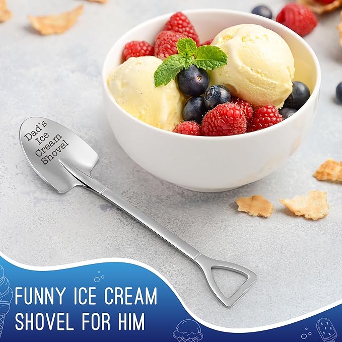 Dad Fathers Day Birthday Gift, from Daughter/Son, Dads Christmas White Elephant Gifts, Funny Dad's Ice Cream Shovel Spoon Gift for Daddy Father-in-Law Grandfather Grandpa Retirement Valentines for Him