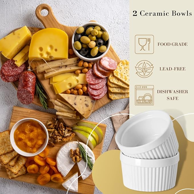Charcuterie Board Accessories Set - Charcuterie Utensils Kit with Cheese Knives, Spoons & Forks, Ceramic Dipping Bowls, Mini Tongs, Cheese Markers, Honey Dipper for Charcuterie & Grazing Board (Gold)