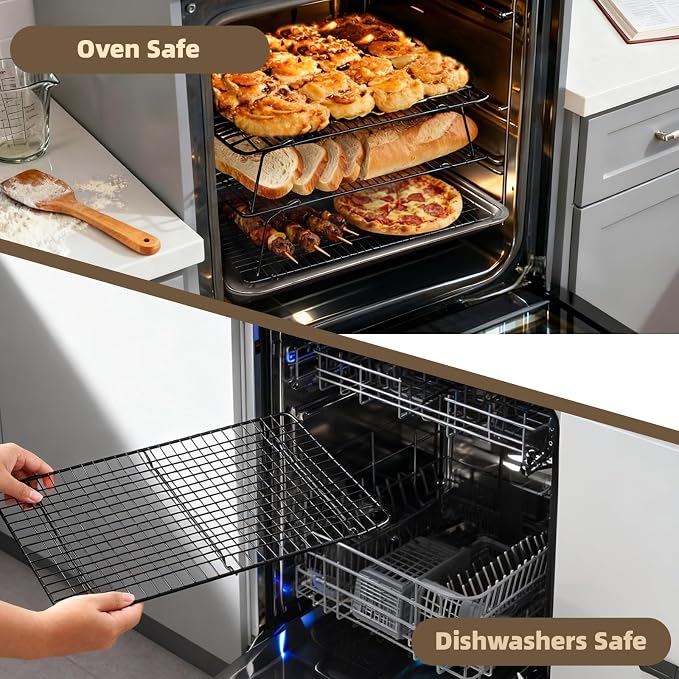 Pleafind 3 PCS Stackable Cooling Rack -16 x 10 Inch Wire Rack, Heavy Duty Stainless Steel Baking Racks, Cooling Racks for Cooking and Baking Cookie Pizza Cake, Oven and Dishwasher Safe