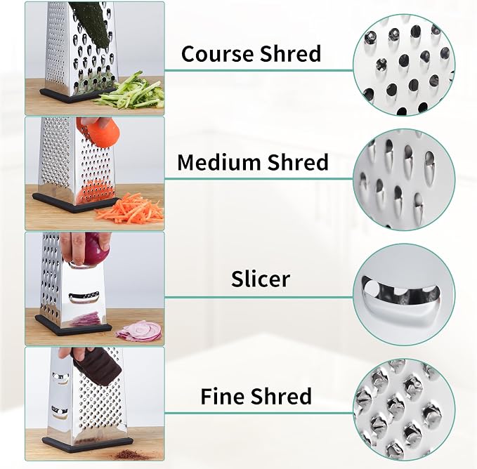 Kaishun Cheese Grater with Wood Handle for Cheese, Vegetable & Fruit