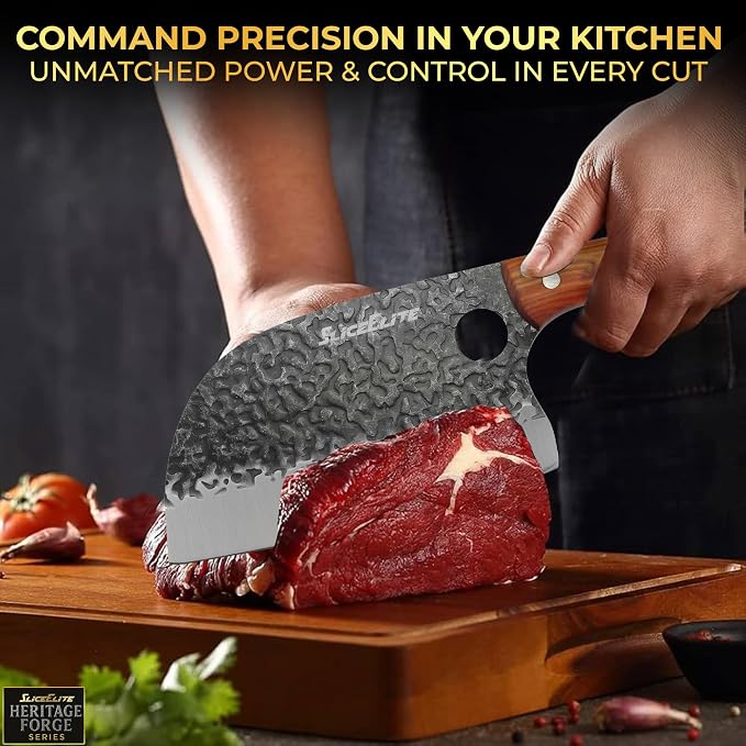 Hand-Forged Professional Butcher Knife (2 PC SET SERBIAN AND CHEF)