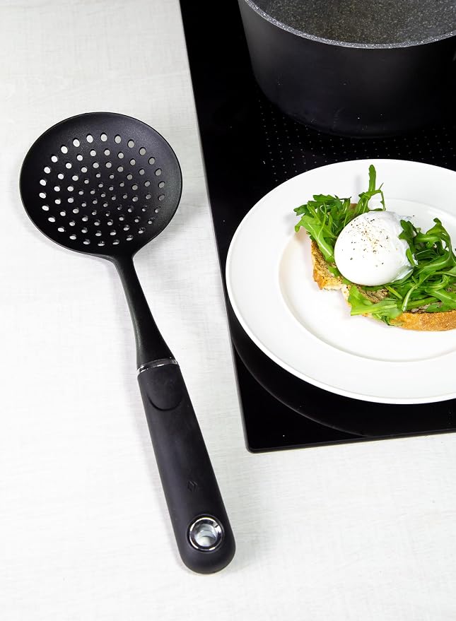 MasterClass Kitchen Skimmer Spoon with Soft Grip Handle, Non Stick Safe Nylon, 36 cm