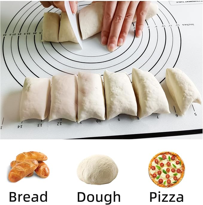 Dough Mat Silicone Baking Mats for Rolling Pastry,Kneading Sheet Sourdough Bread Baking Supplies Black 24x16" 0.45mmT