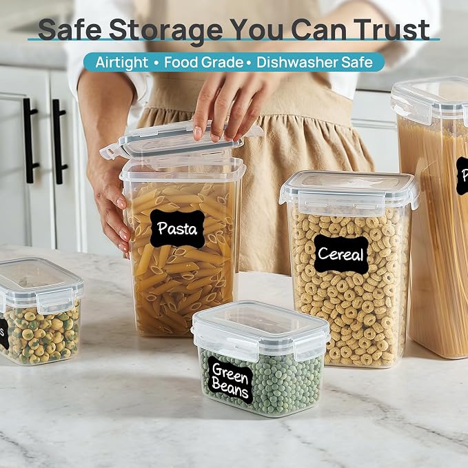 Vtopmart Airtight Food Storage Containers with Lids, 24 pcs, Gray | Airtight Seal, Multiple Sizes, BPA Free, Food Grade Material, Dishwasher Safe (Not Lids), Includes 24 Labels