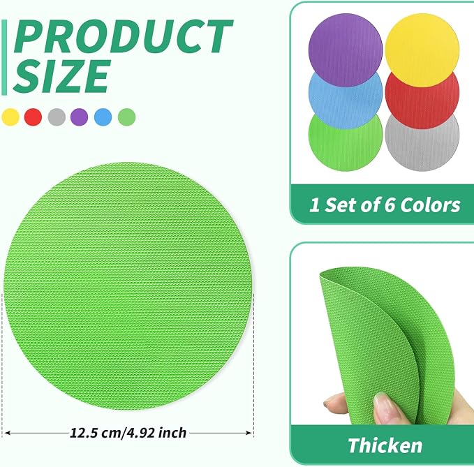 Imeepa 6PCS Rubber Jar Opener Gripper Pads for Seniors (6 Colors) | Non-Slip Rubber Grips Open Tight Jars Easily. Ideal for Arthritis, Weak Hands. 6-Piece Set, Versatile For Bottles & Cans