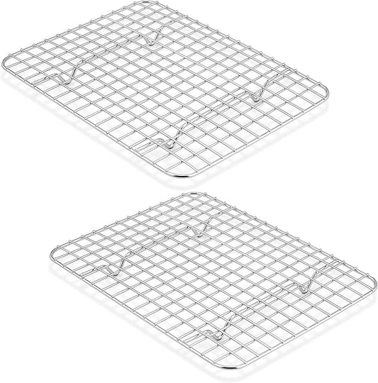 TeamFar Small Cooling Racks, 2-Piece Stainless Steel 9.75’’ x 7.5’’ Heavy Duty Grid Wire Rack for Baking Roasting Broiling Drying, Fits Small Toaster Oven, Non-Toxic & Heavy Duty, Dishwasher Safe